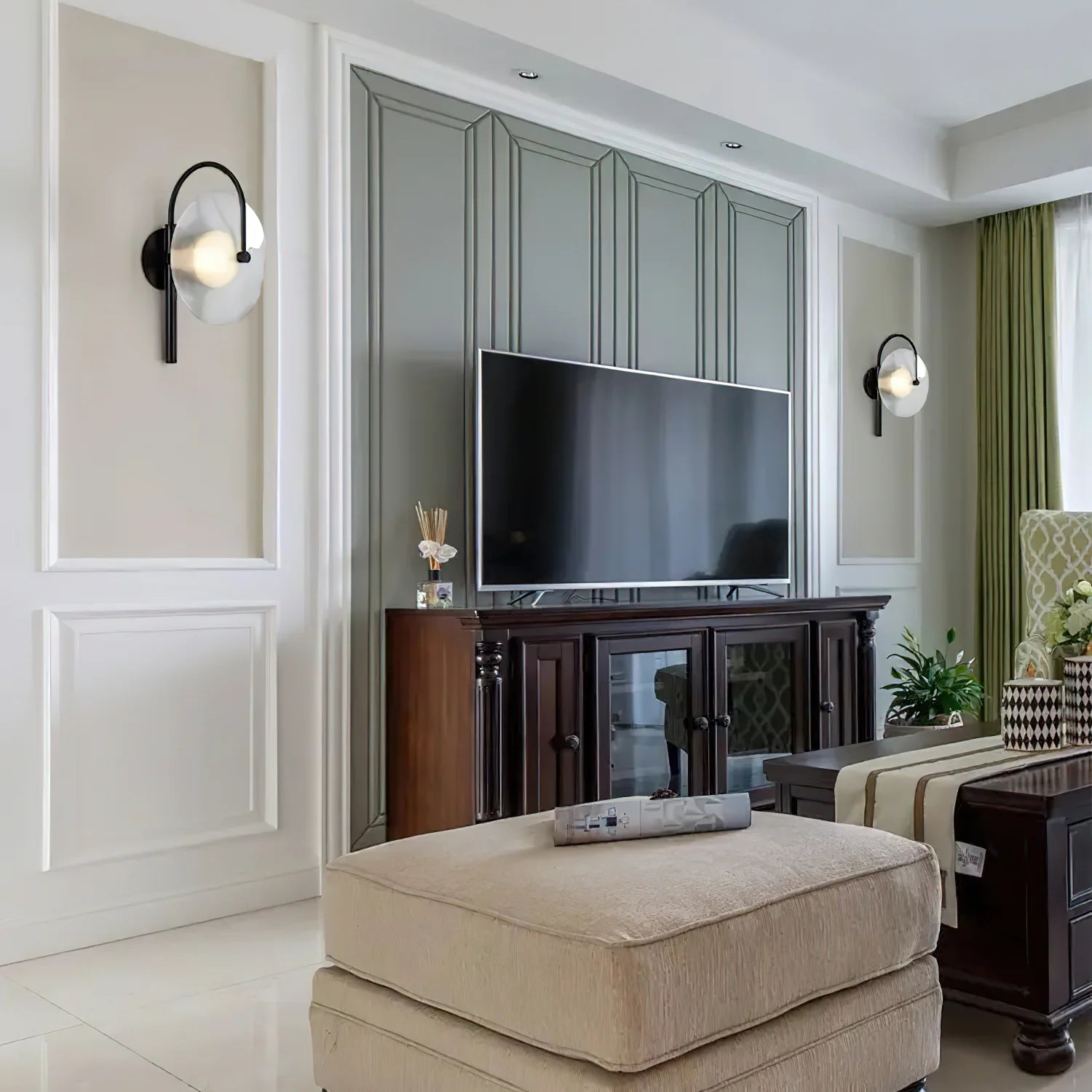 Aria Modern Black Gold Metal Glass Wall Lamp Dining Room Bedroom
