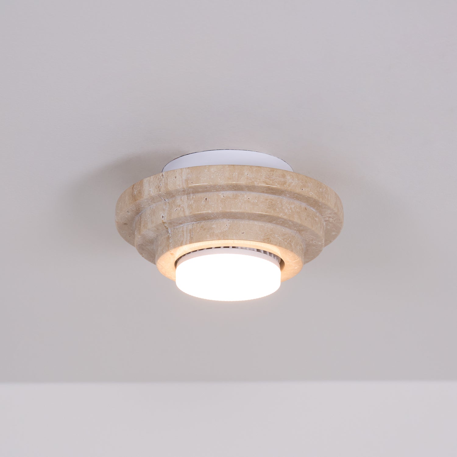 Zadoraris Tiered-Disc Travertine Ceiling Light - Letslighting