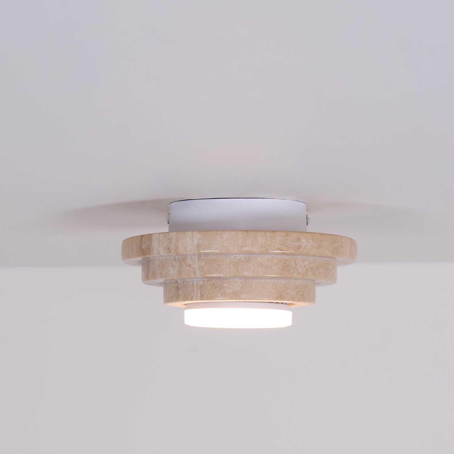 Zadoraris Tiered-Disc Travertine Ceiling Light - Letslighting