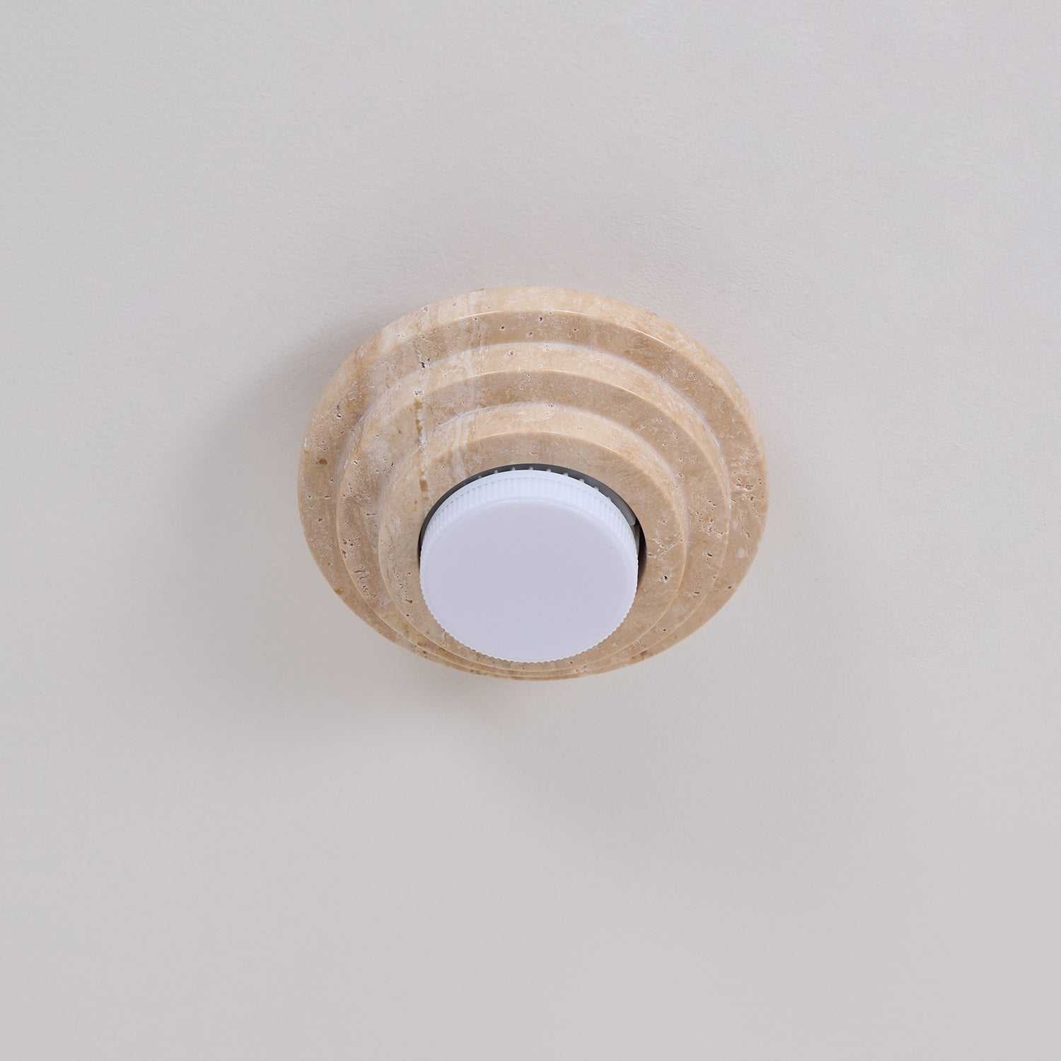 Zadoraris Tiered-Disc Travertine Ceiling Light - Letslighting