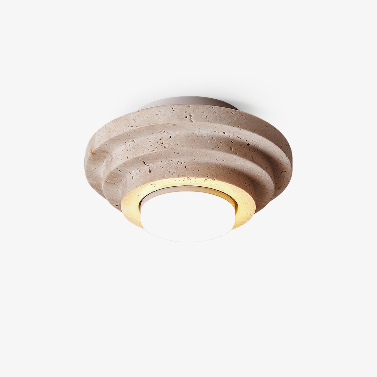 Zadoraris Tiered-Disc Travertine Ceiling Light - Letslighting