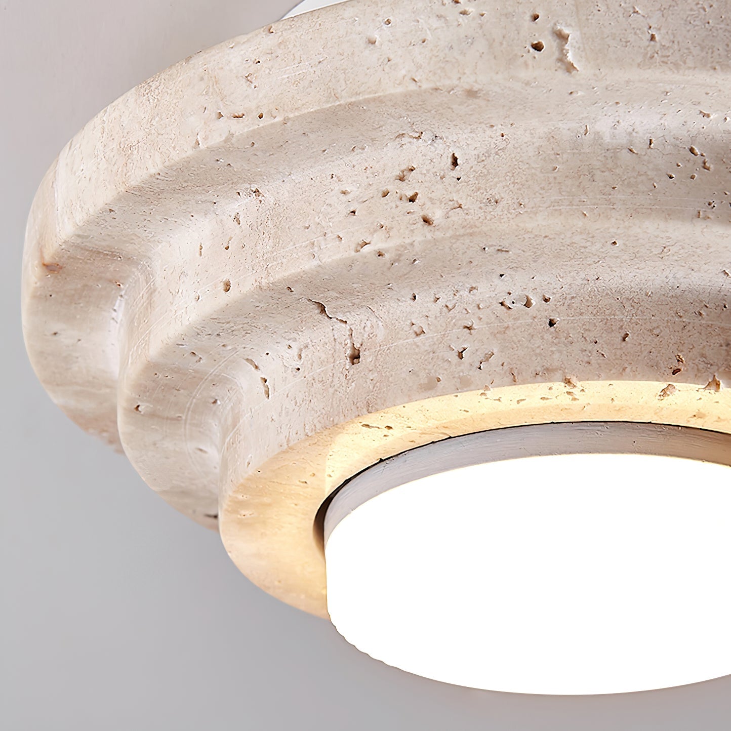 Zadoraris Tiered-Disc Travertine Ceiling Light - Letslighting