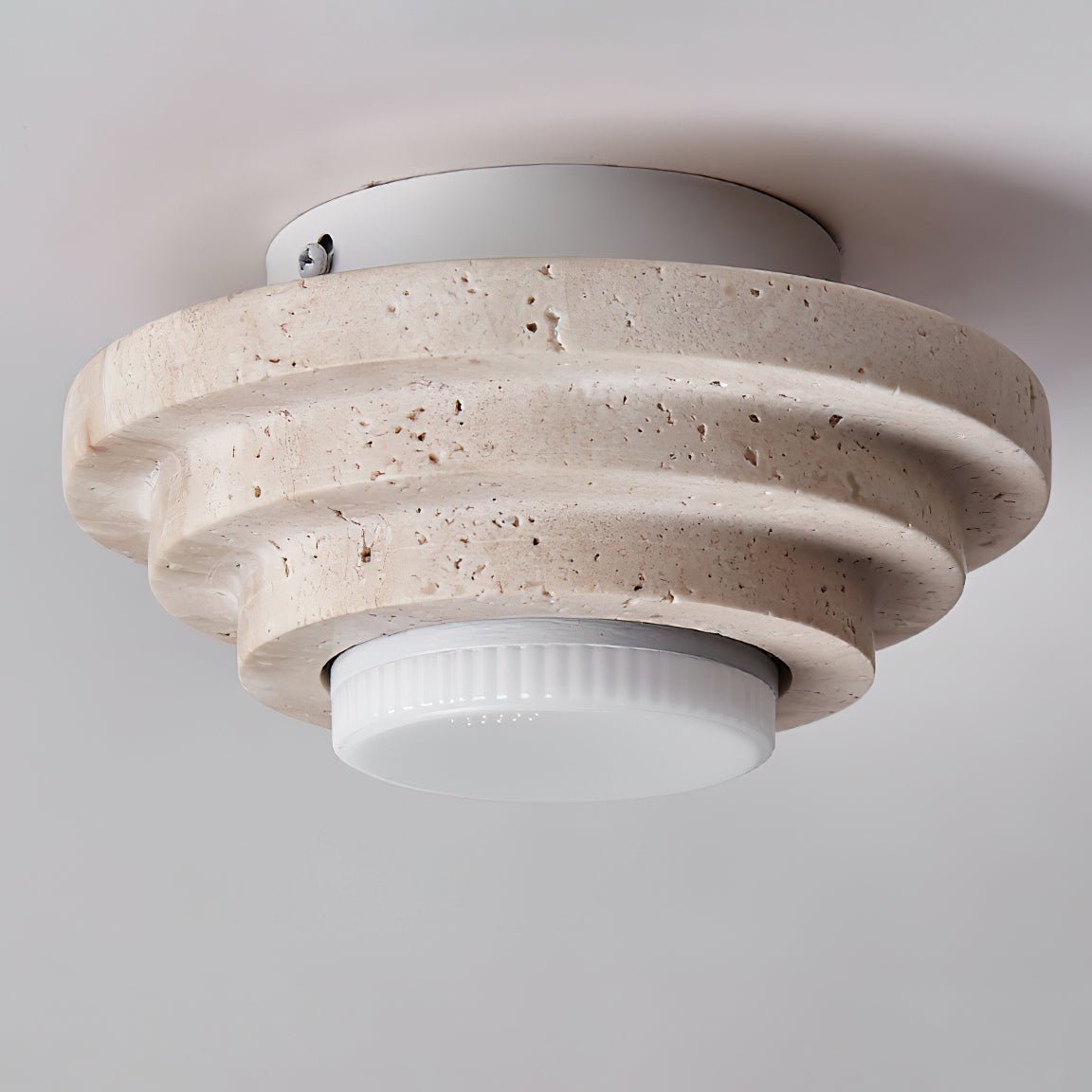 Zadoraris Tiered-Disc Travertine Ceiling Light - Letslighting