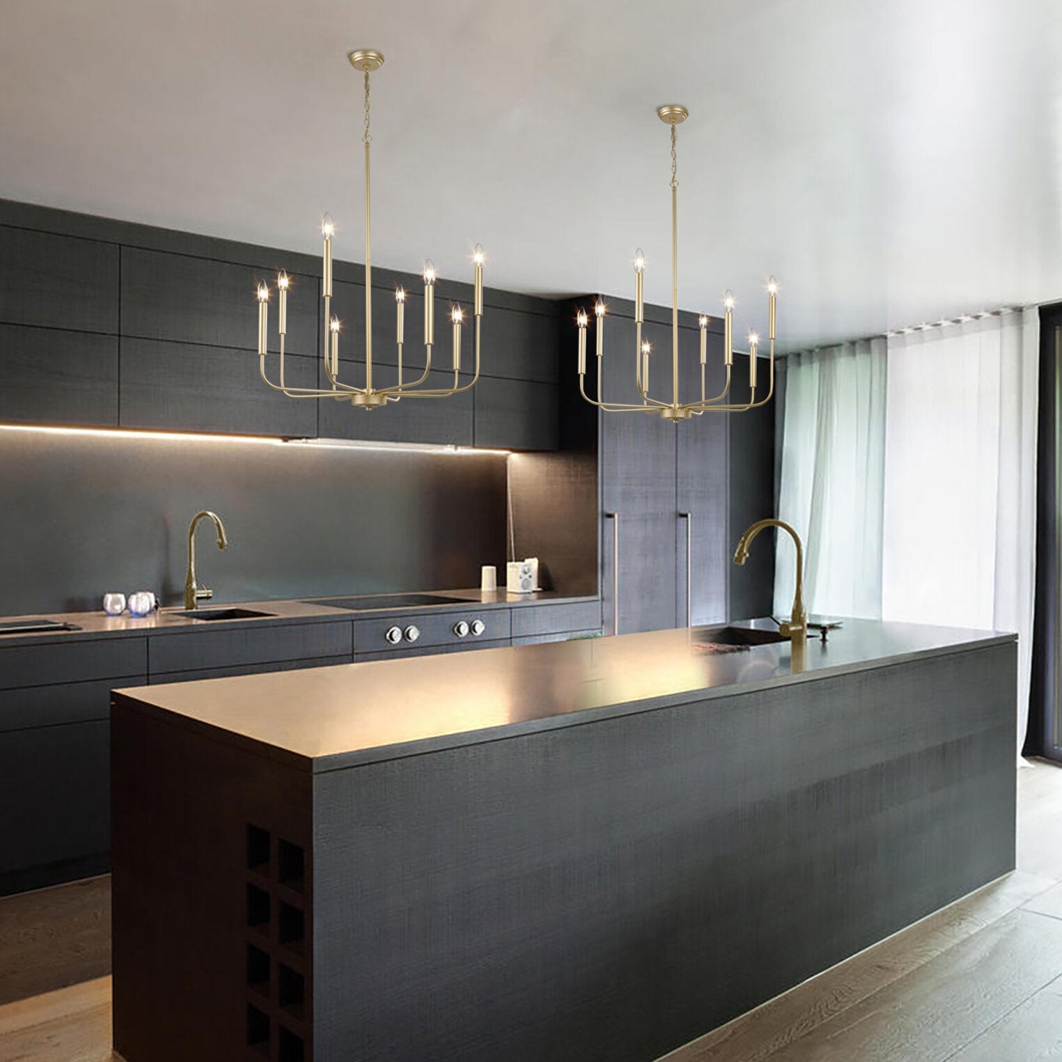 Ulfuvys Modern Candle Industrial Metal Chandelier - Lamp Copper