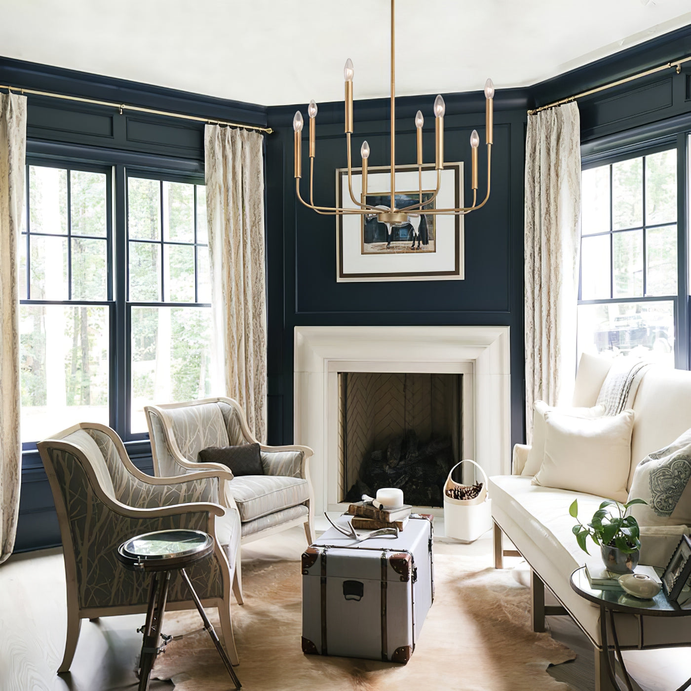 Ulfuvys Modern Candle Industrial Metal Chandelier - Lamp Copper