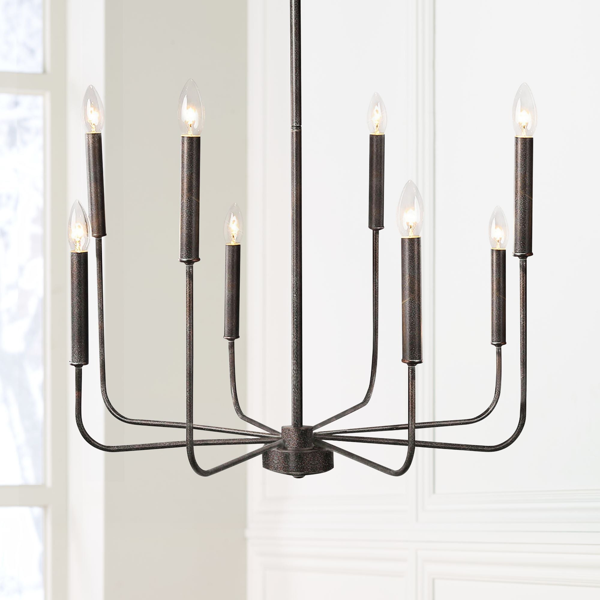 Ulfuvys Modern Candle Industrial Metal Chandelier - Lamp Copper
