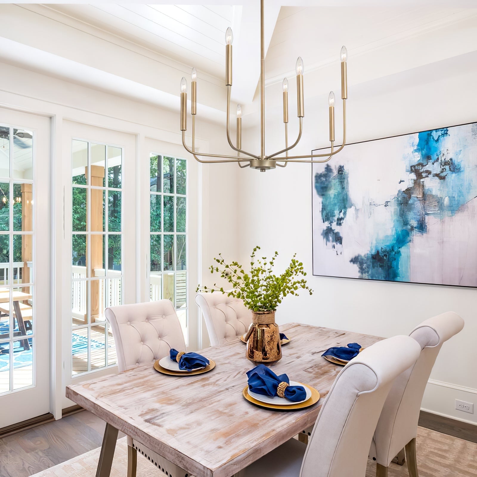 Ulfuvys Modern Candle Industrial Metal Chandelier - Lamp Copper