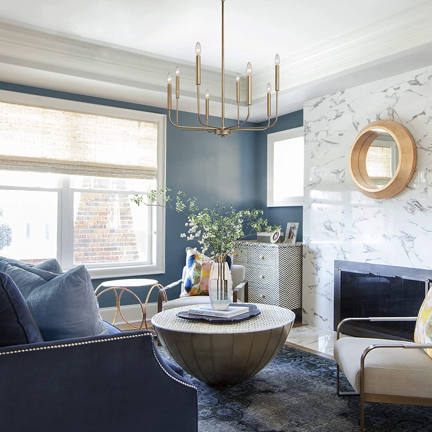 Ulfuvys Modern Candle Industrial Metal Chandelier - Lamp Copper