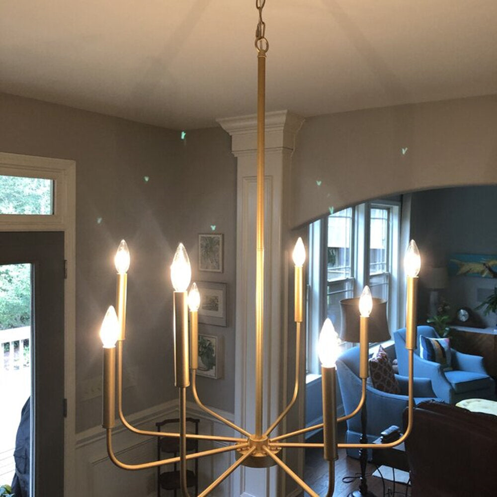 Ulfuvys Modern Candle Industrial Metal Chandelier - Lamp Copper