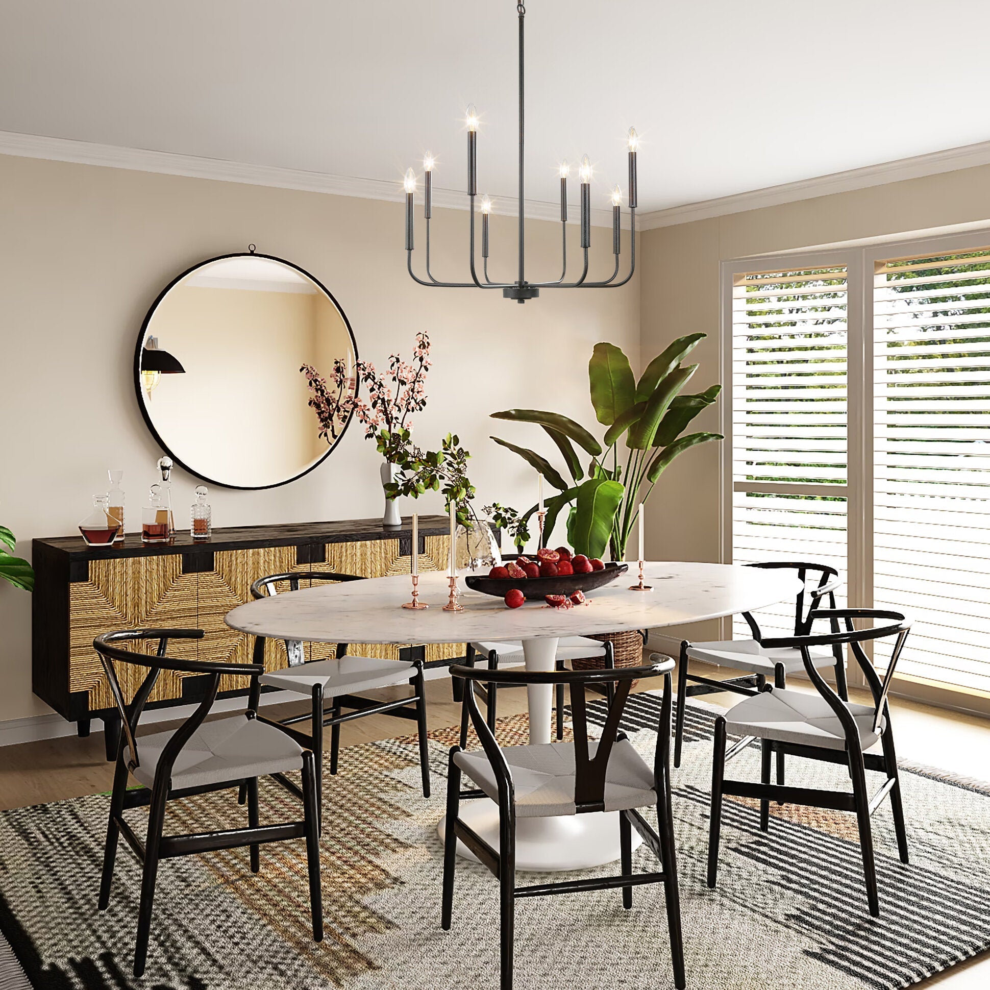 Ulfuvys Modern Candle Industrial Metal Chandelier - Lamp Copper