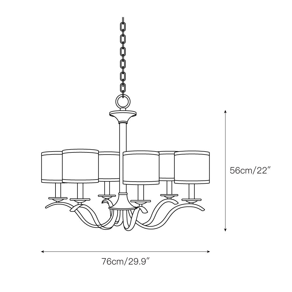 Vatnuvys Traditional Premium Brass Fabric Metal Chandelier - Lamp Copper