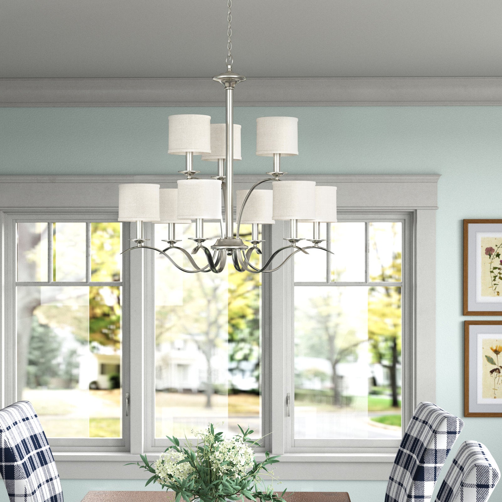 Vatnuvys Traditional Premium Brass Fabric Metal Chandelier - Lamp Copper