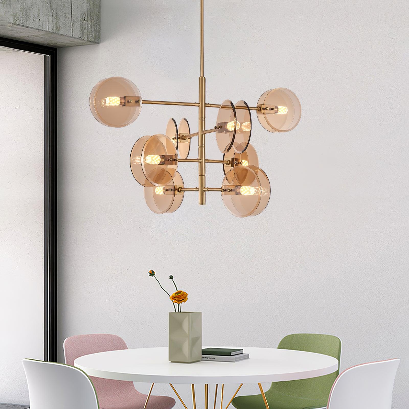 Aurora Chandelier Smoke Glass Round Layered - Blowlighting
