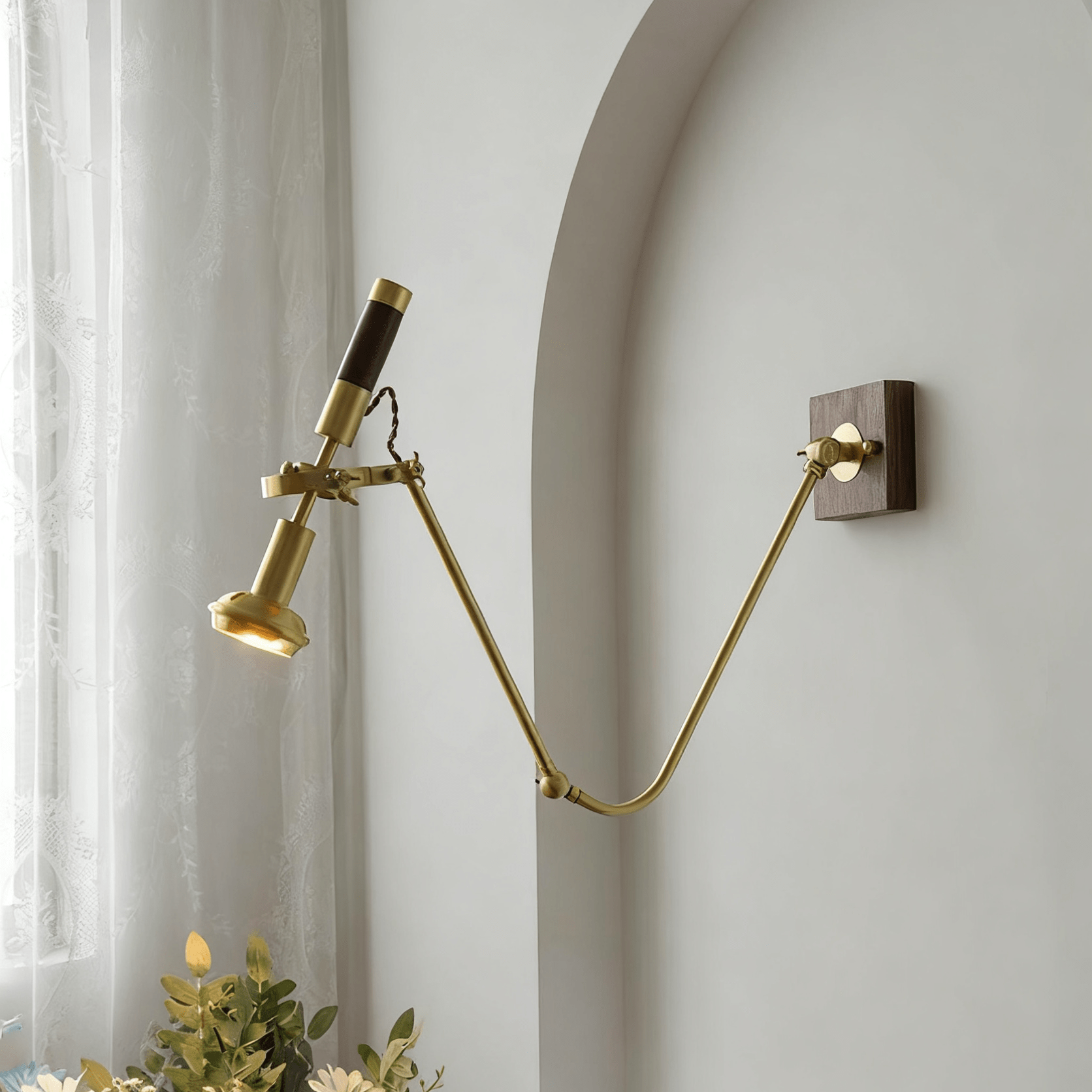 Articulated Moderne Minimaliste Bois Métal Applique Murale Lumière