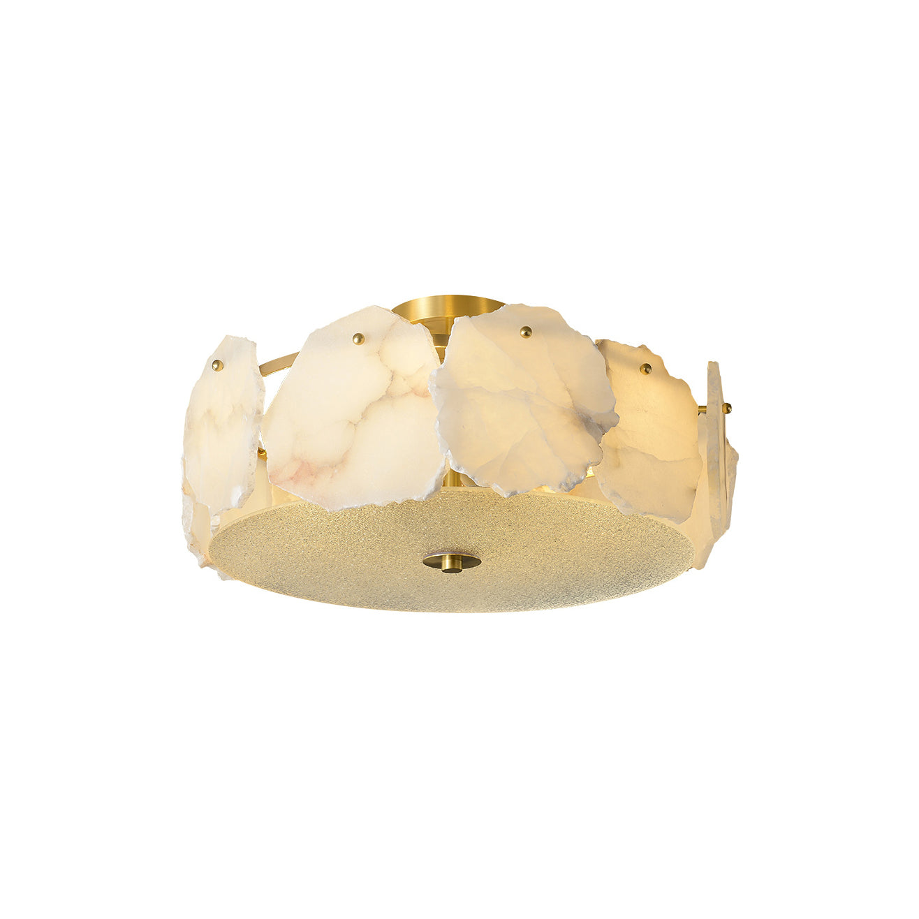 Zoruvys Sophisticated Disc Flat Alabaster Glass Ceiling Light - Lamp Copper