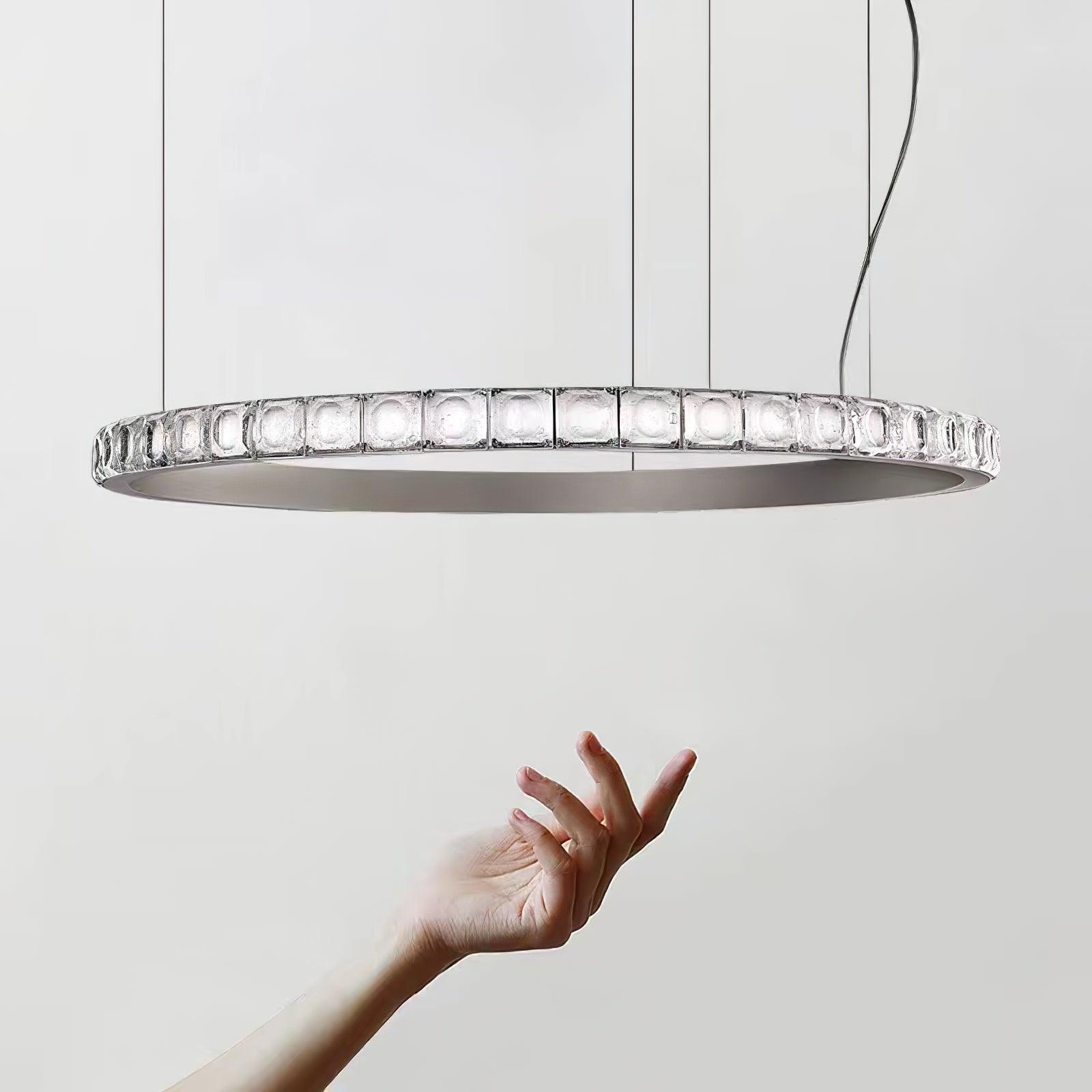 Avzorion Modern Minimalist Ring Glass Metal Chandelier - Blowlighting