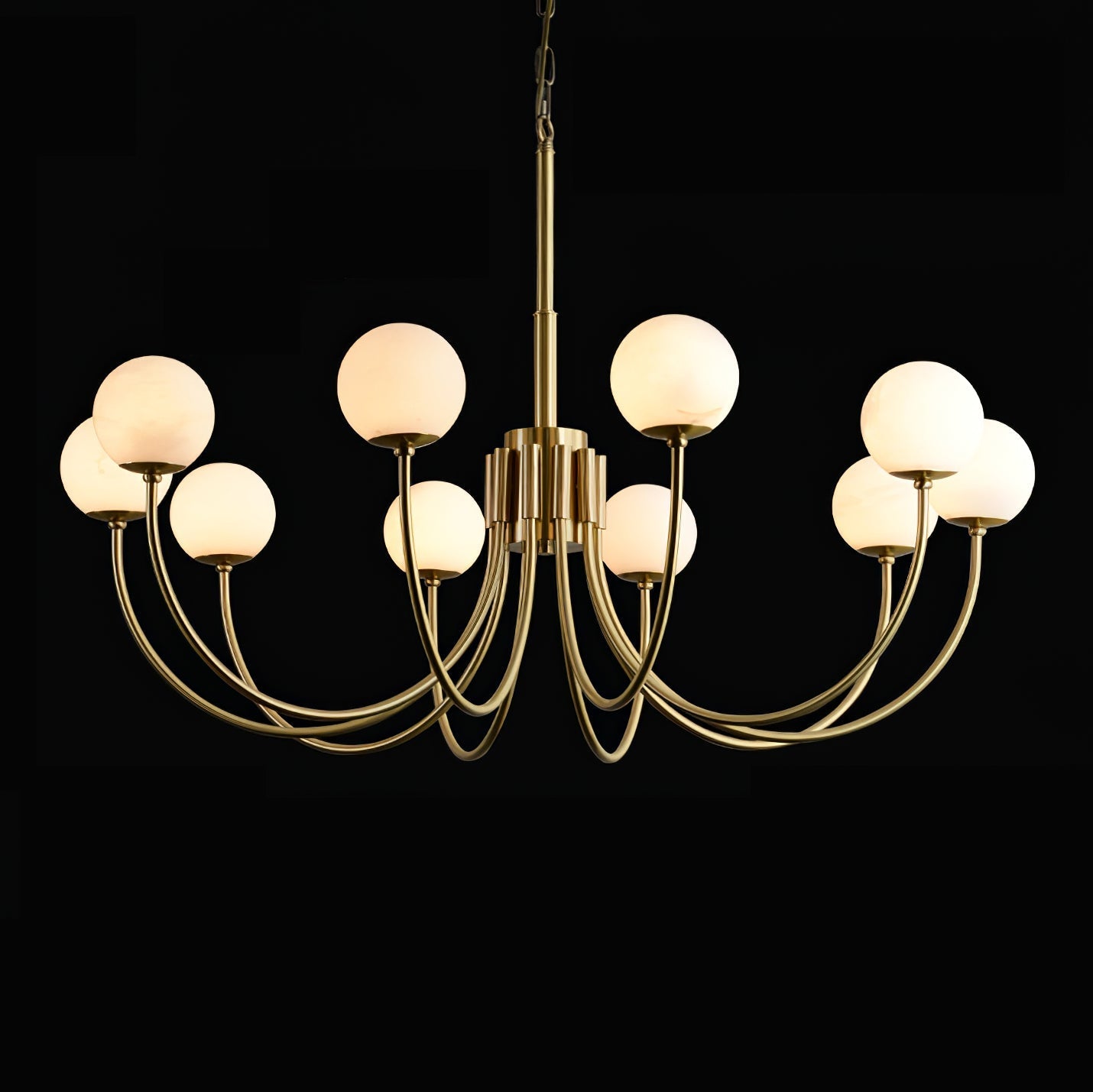 Mjolkuvys Modern Minimalist Globe Brass Alabaster Chandelier - Lamp Copper