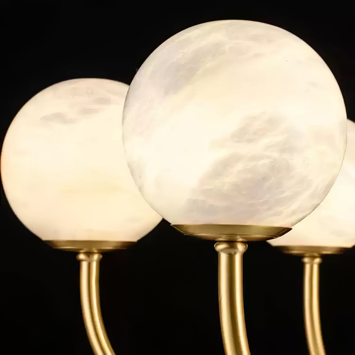 Mjolkuvys Modern Minimalist Globe Brass Alabaster Chandelier - Lamp Copper