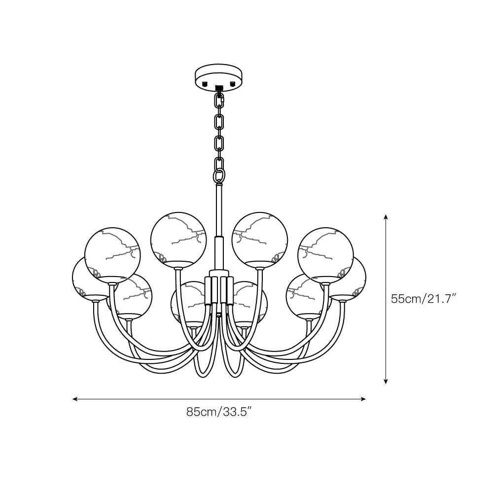 Mjolkuvys Modern Minimalist Globe Brass Alabaster Chandelier - Lamp Copper