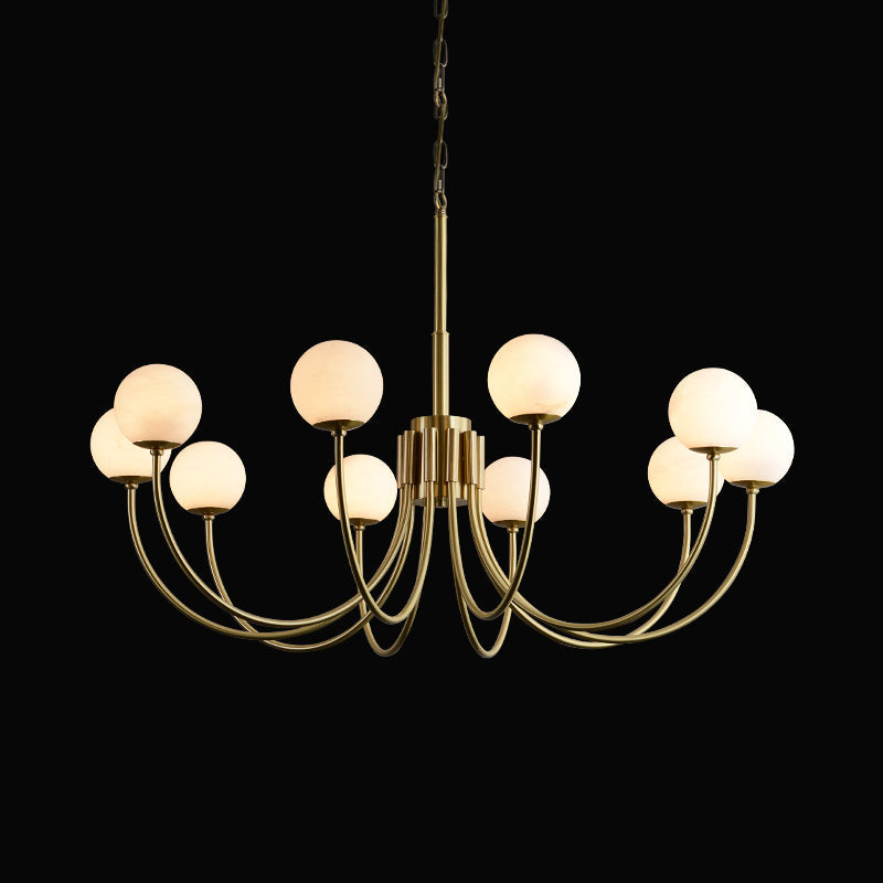 Mjolkuvys Modern Minimalist Globe Brass Alabaster Chandelier - Lamp Copper
