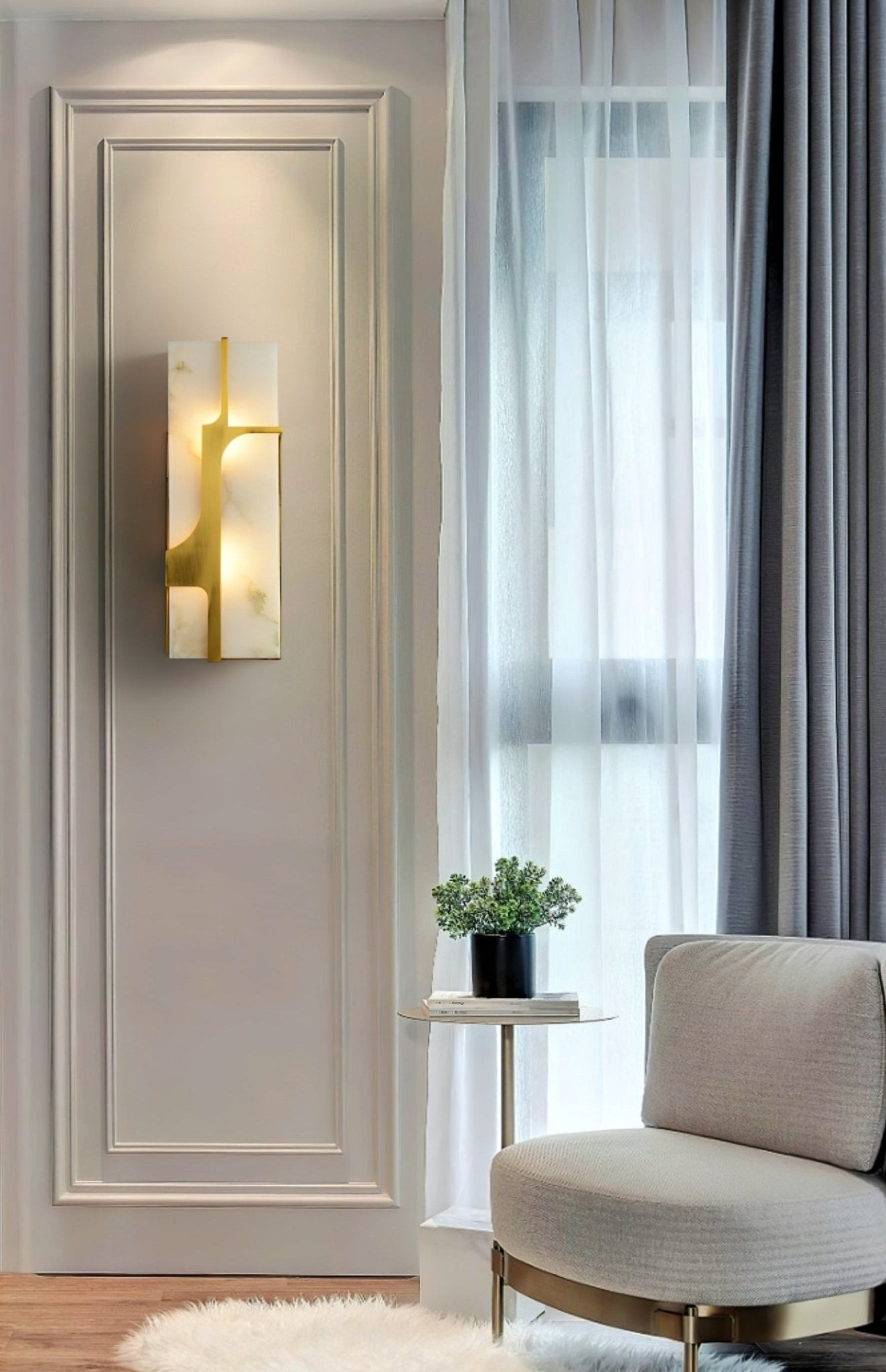 Ocarionis Geometric Alabaster Wall Light - Letslighting