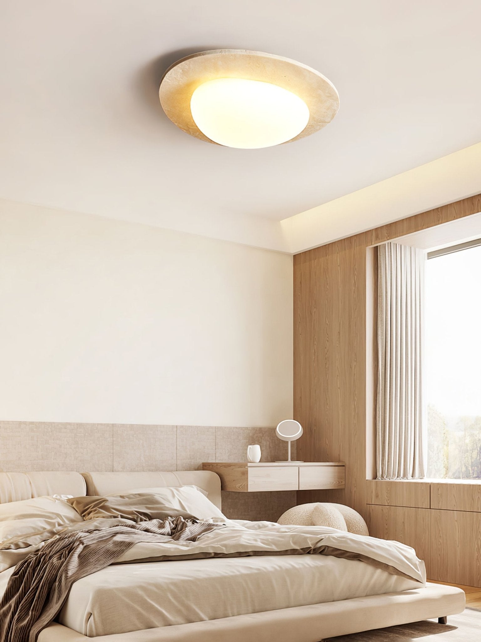 Orlaeisra Circular Travertine Ceiling Light - Letslighting