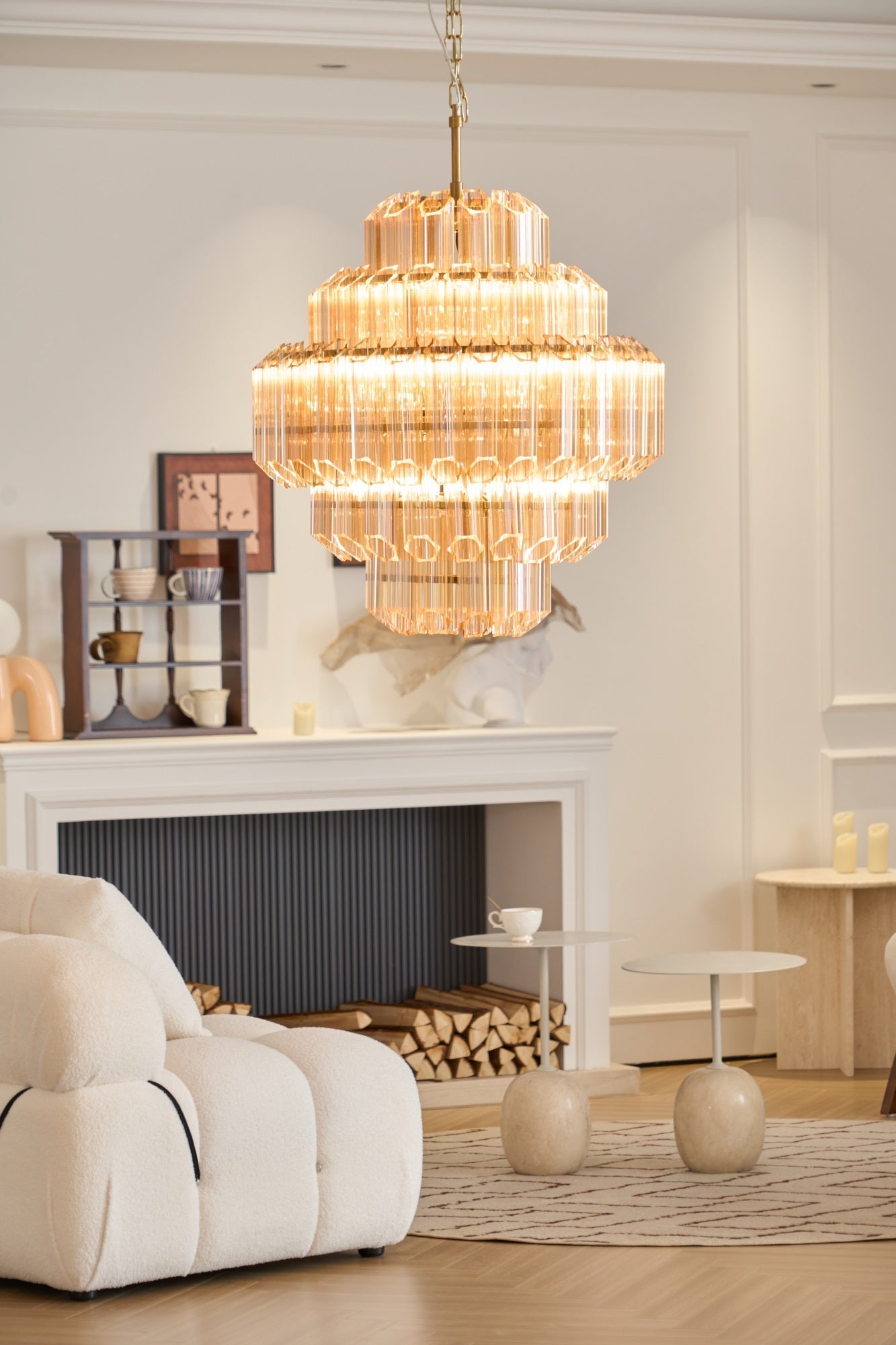 Aurora Chandelier Aurum Cascade Murano Glass Prism Art - Blowlighting