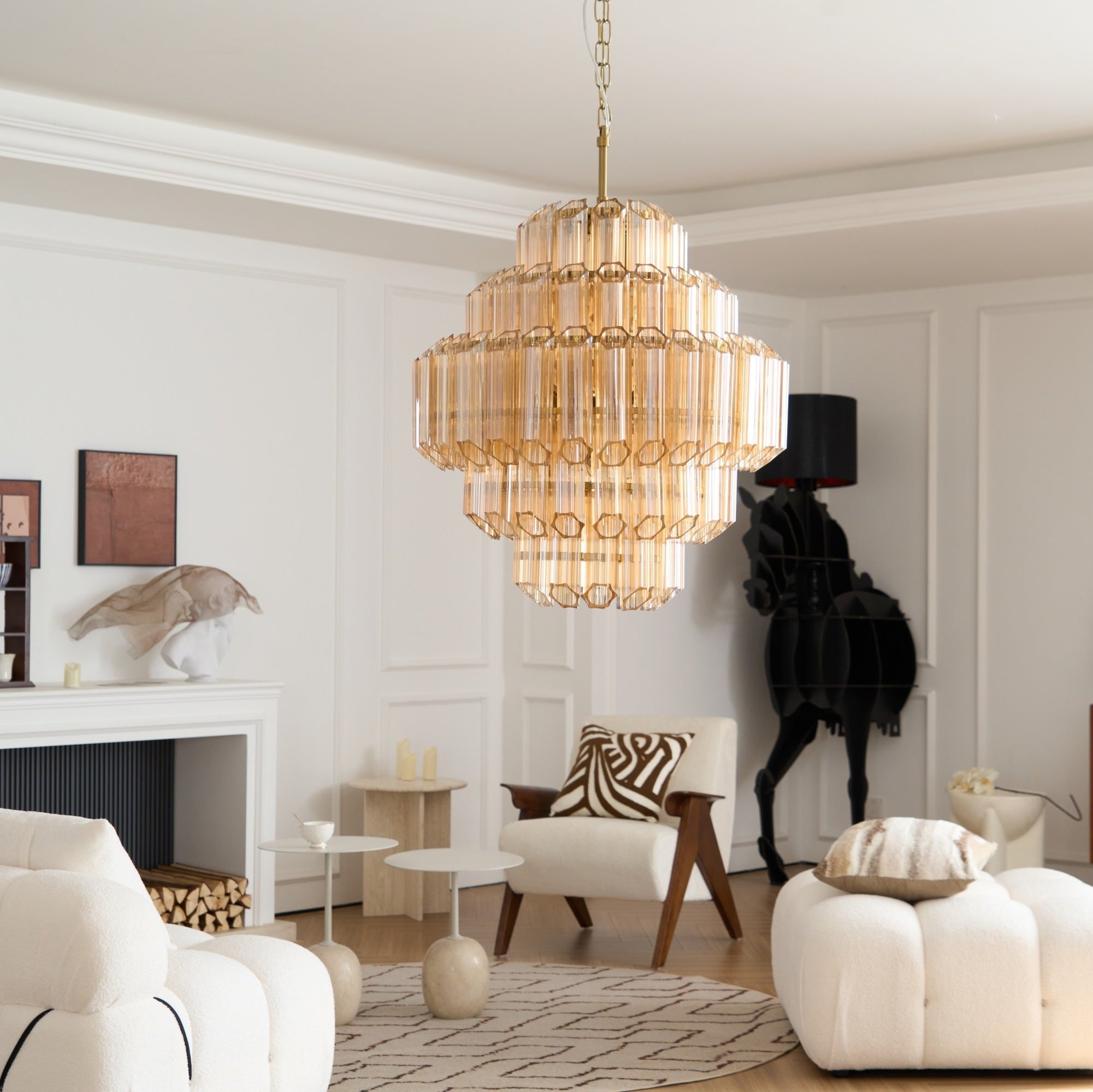 Aurora Chandelier Aurum Cascade Murano Glass Prism Art - Blowlighting