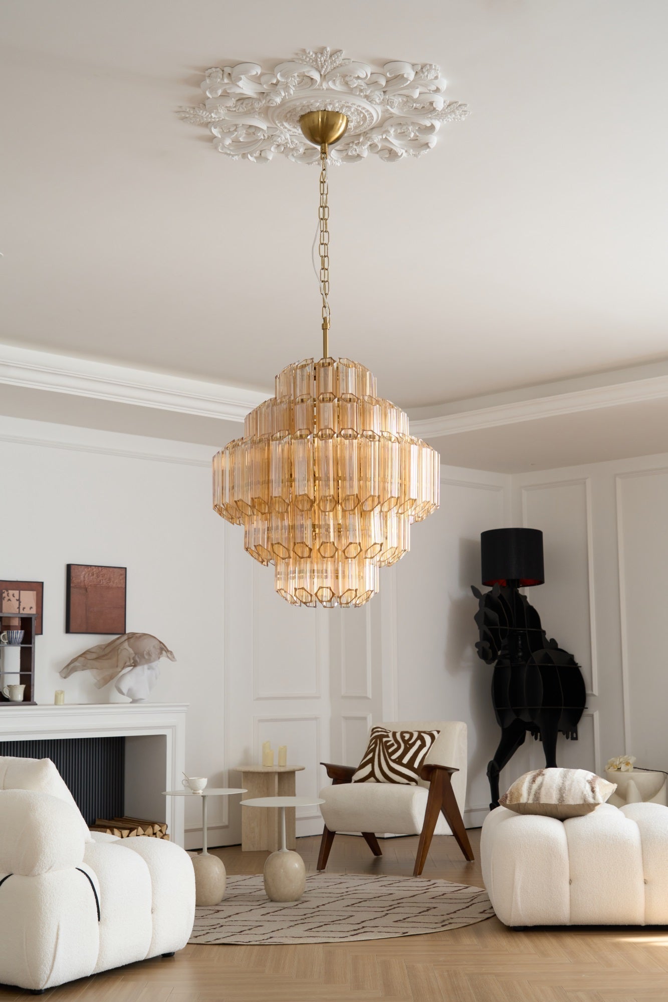 Aurora Chandelier Aurum Cascade Murano Glass Prism Art - Blowlighting