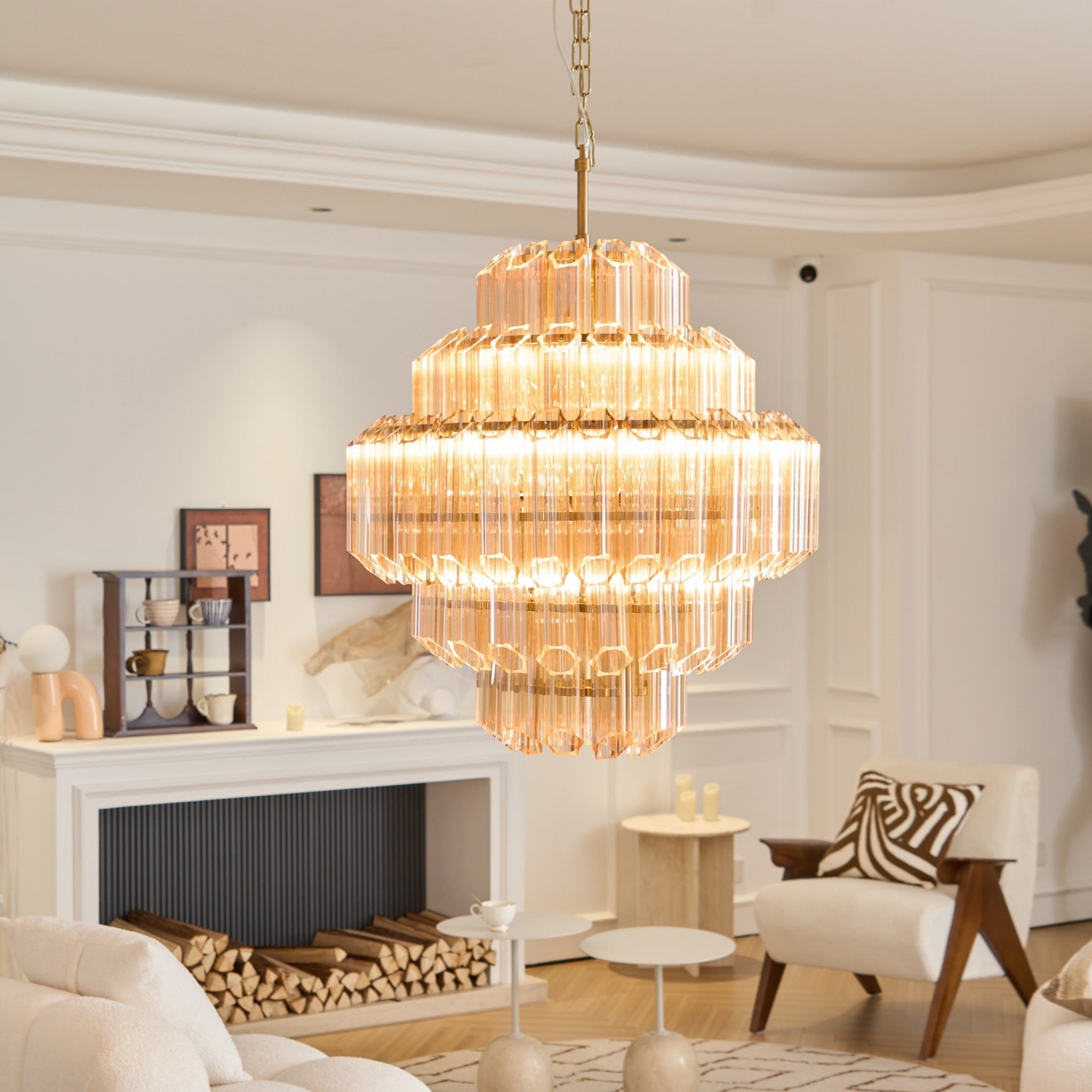 Aurora Chandelier Aurum Cascade Murano Glass Prism Art - Blowlighting