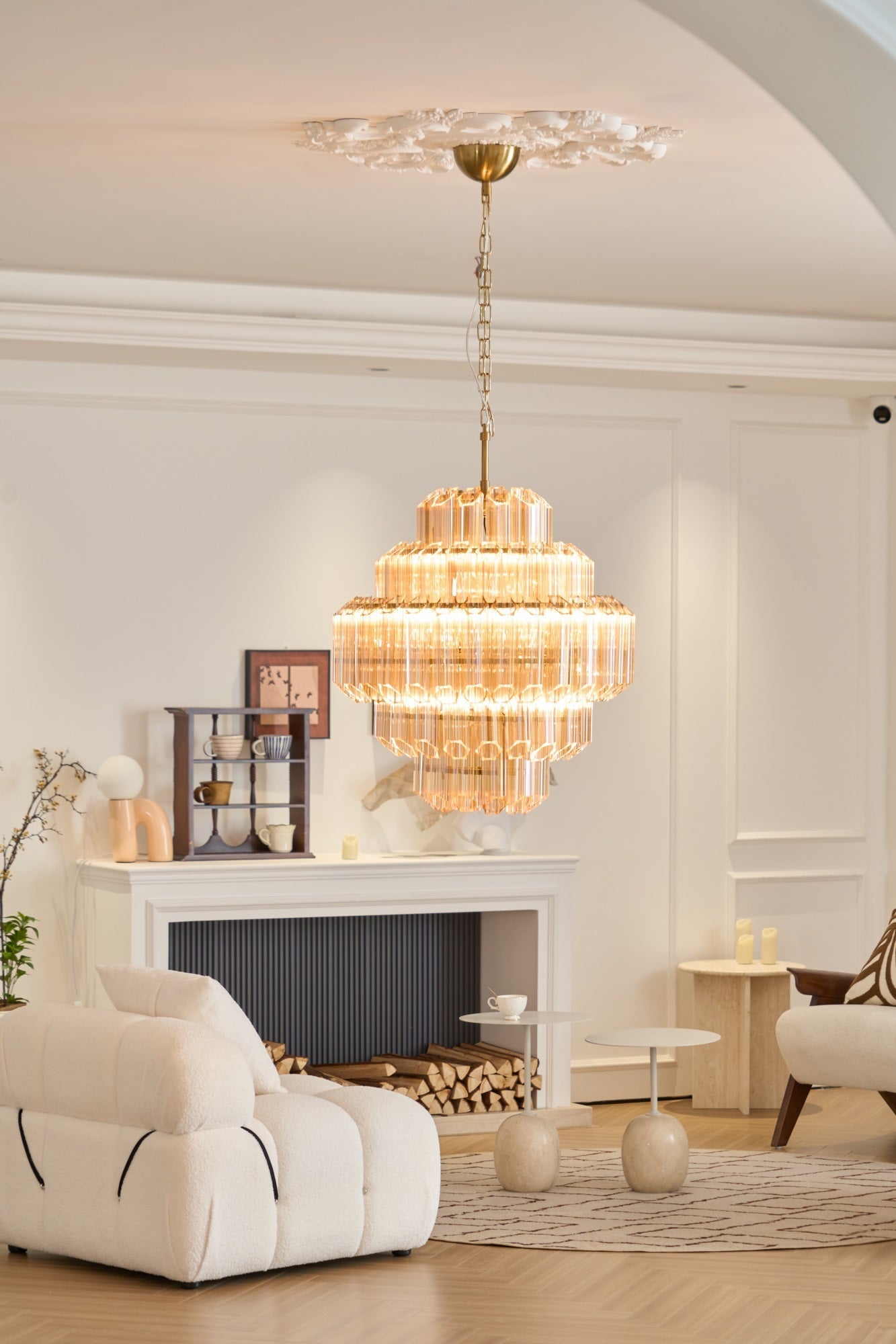 Aurora Chandelier Aurum Cascade Murano Glass Prism Art - Blowlighting