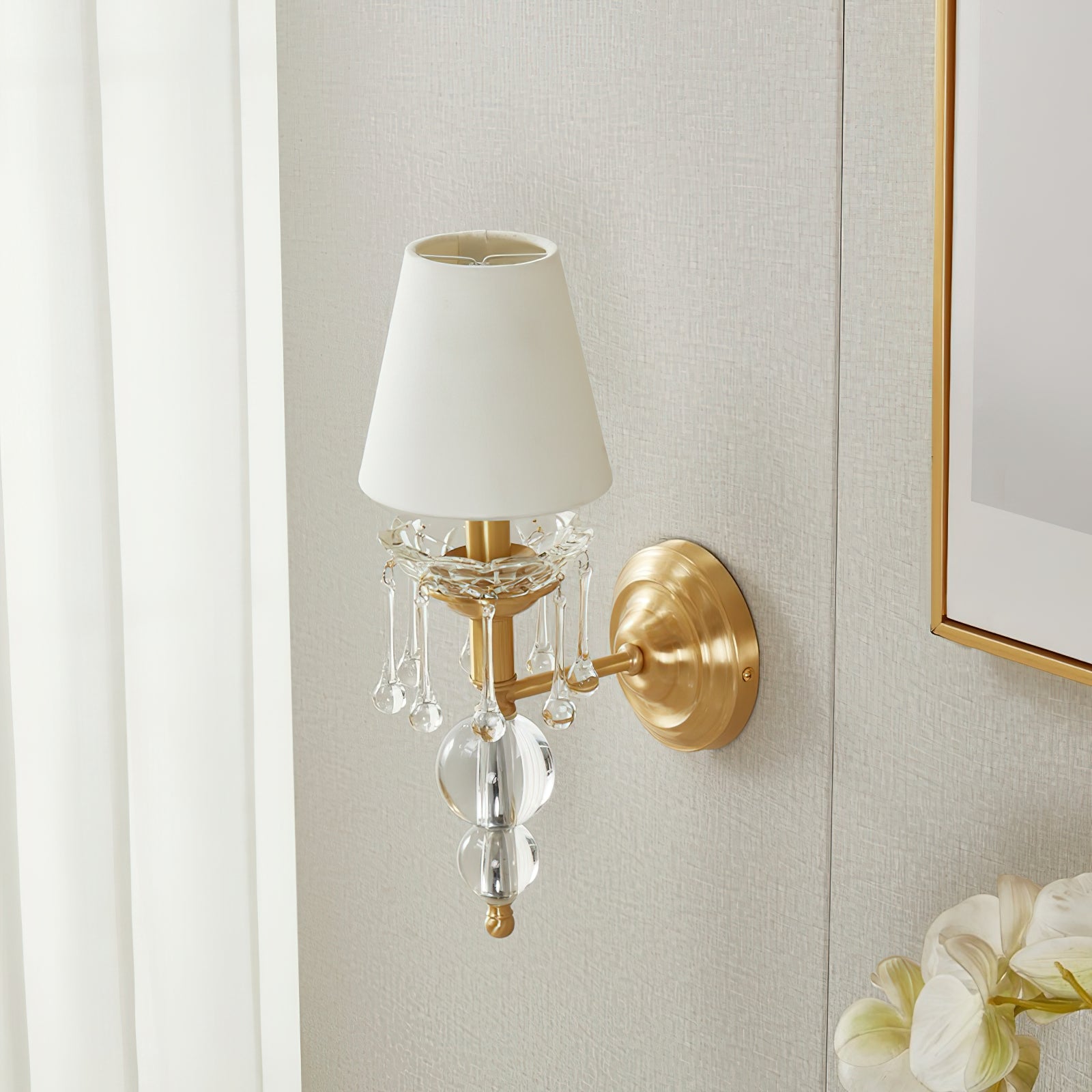 Qvistuvyh Postmodern Luxury Fabric Crystal Wall Lamp - Lamp Copper