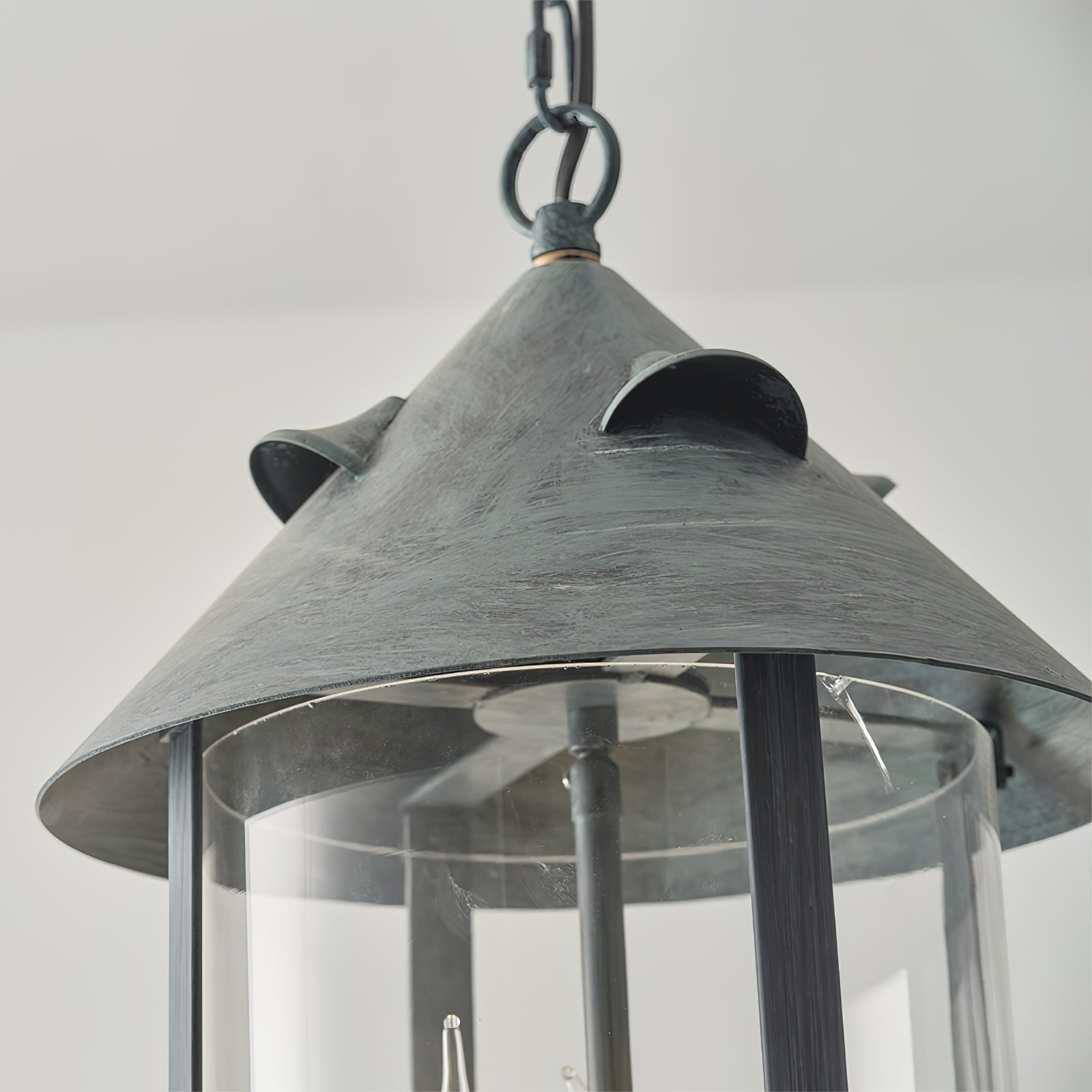 Tinduvyh Vintage Industrial Metal Glass Lantern Pendant Lamp - Lamp Copper