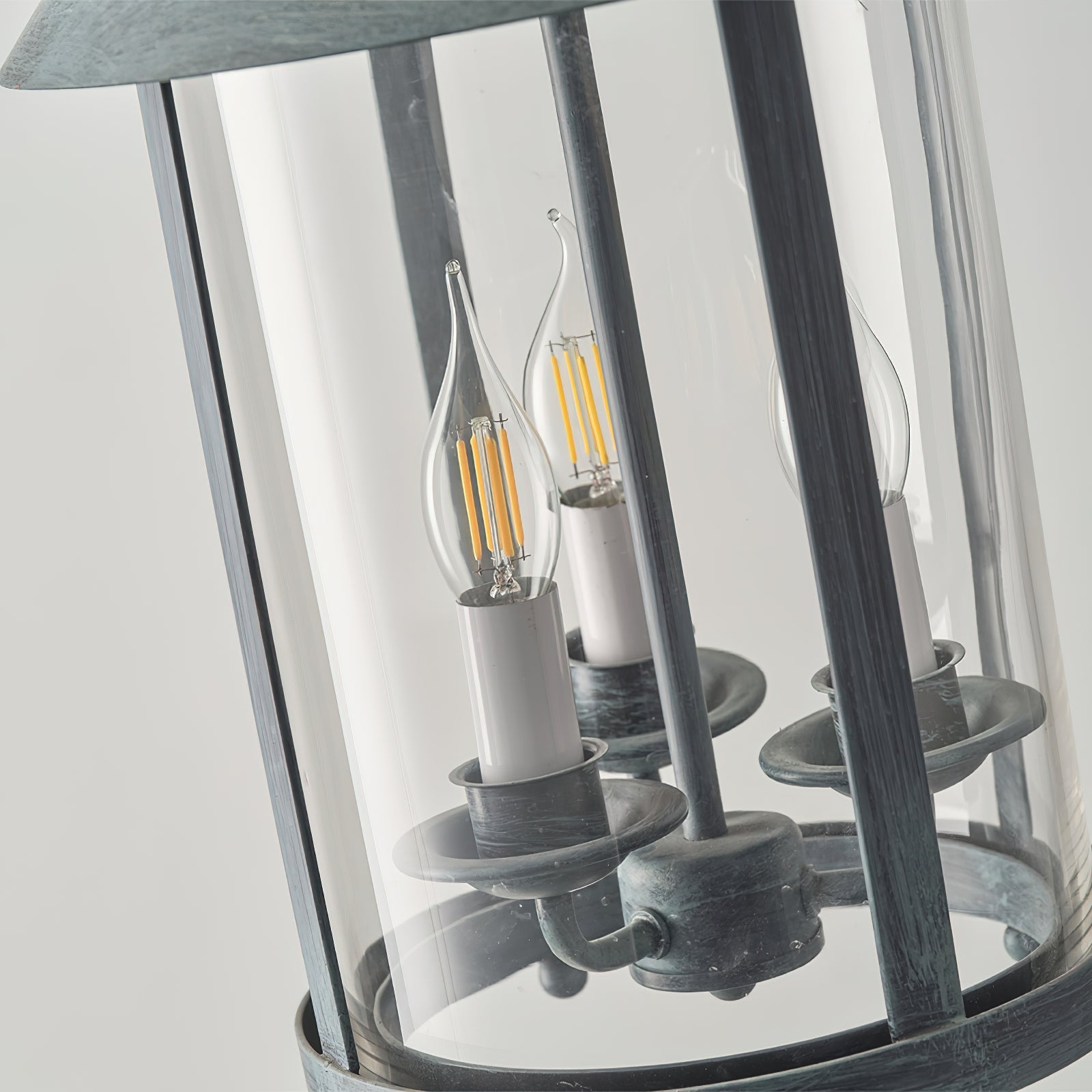 Tinduvyh Vintage Industrial Metal Glass Lantern Pendant Lamp - Lamp Copper