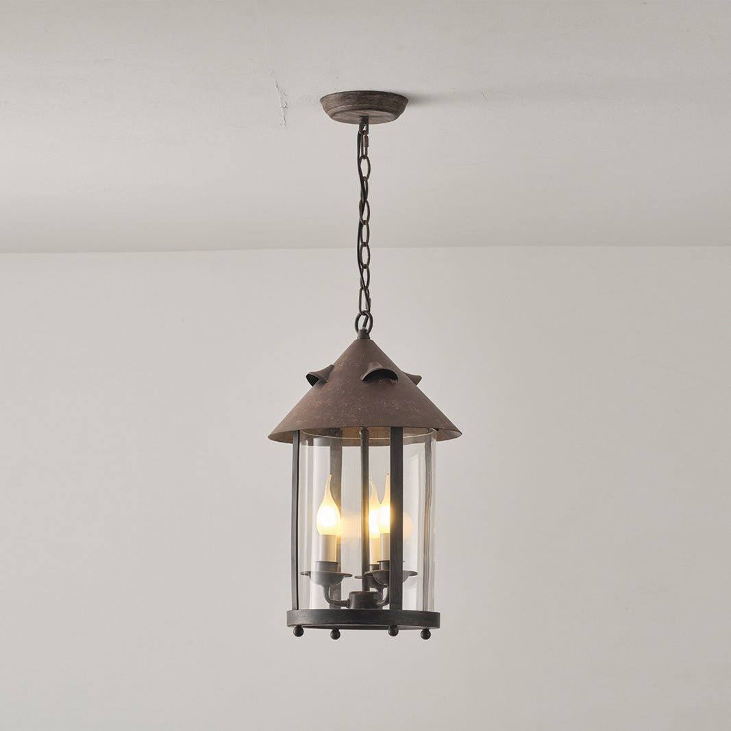 Tinduvyh Vintage Industrial Metal Glass Lantern Pendant Lamp - Lamp Copper