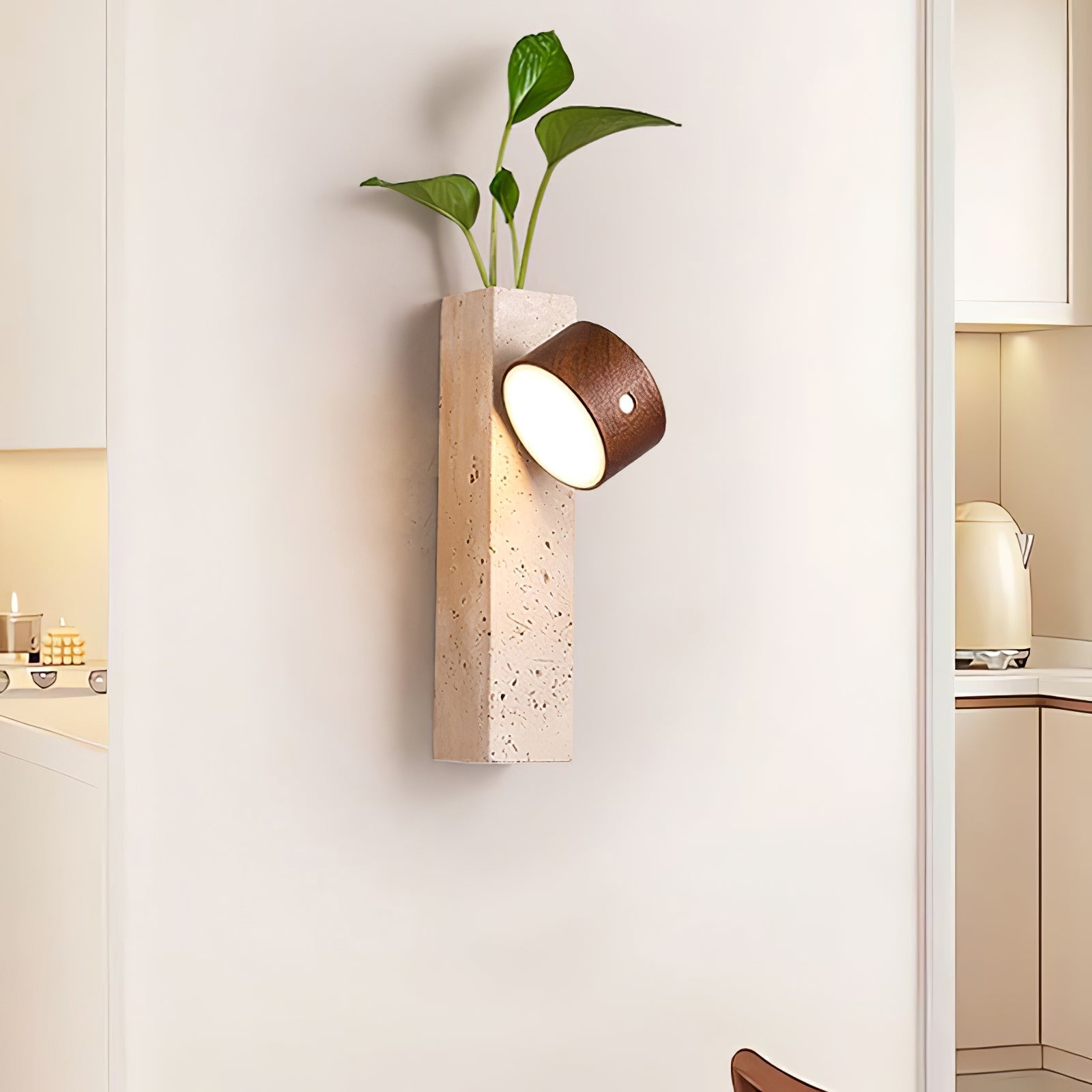 Zarinila Rectangular-Block Travertine Wall Light - Letslighting