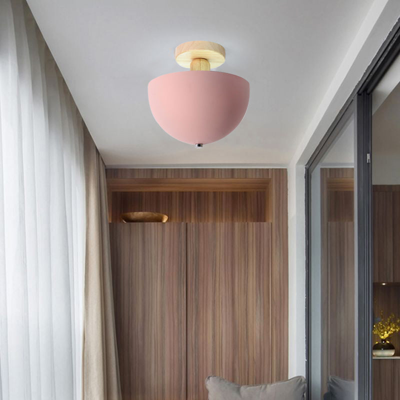 Muto Dôme Moderne LED Plafonnier Blanc/Gris Bois/Métal Salle d'étude