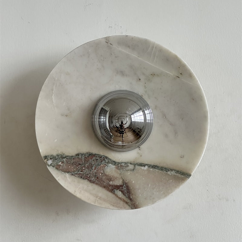 Alter Modern Minimalist Round Marble Metal Sconce Wall Lamp - Lamp Copper