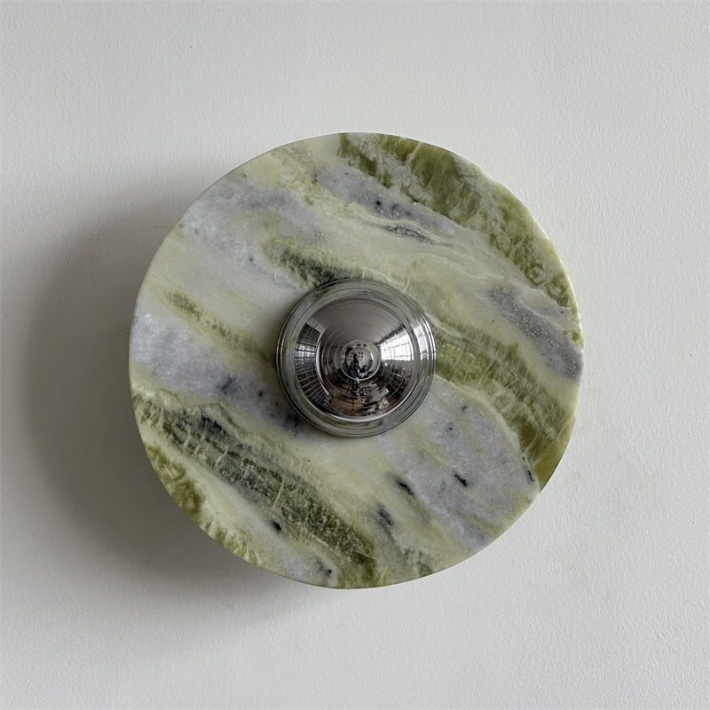 Evvarel Modern Minimalist Green Marble Metal Sconce Wall Lamp - Lamp Copper
