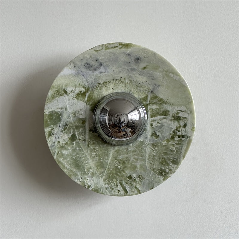 Evvarel Modern Minimalist Green Marble Metal Sconce Wall Lamp - Lamp Copper
