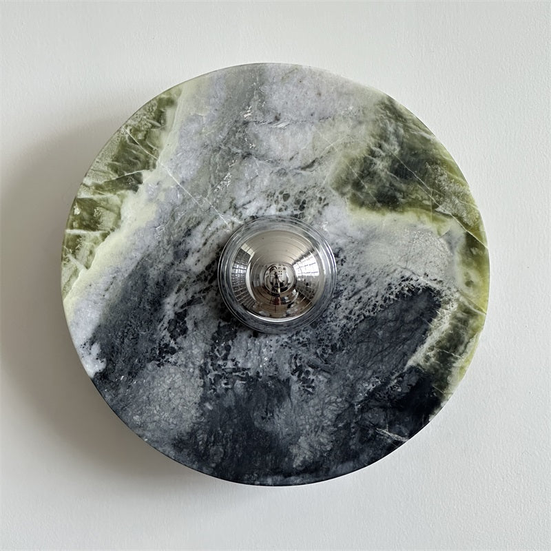 Evvarel Modern Minimalist Green Marble Metal Sconce Wall Lamp - Lamp Copper