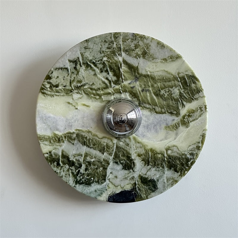Evvarel Modern Minimalist Green Marble Metal Sconce Wall Lamp - Lamp Copper