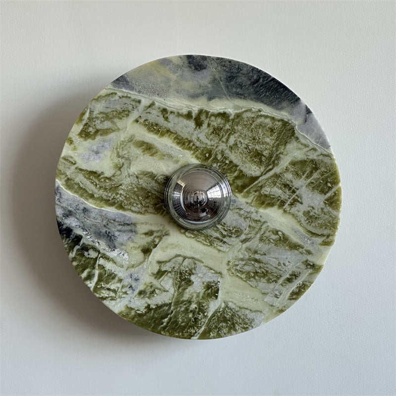 Evvarel Modern Minimalist Green Marble Metal Sconce Wall Lamp - Lamp Copper