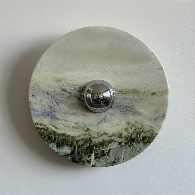 Evvarel Modern Minimalist Green Marble Metal Sconce Wall Lamp - Lamp Copper