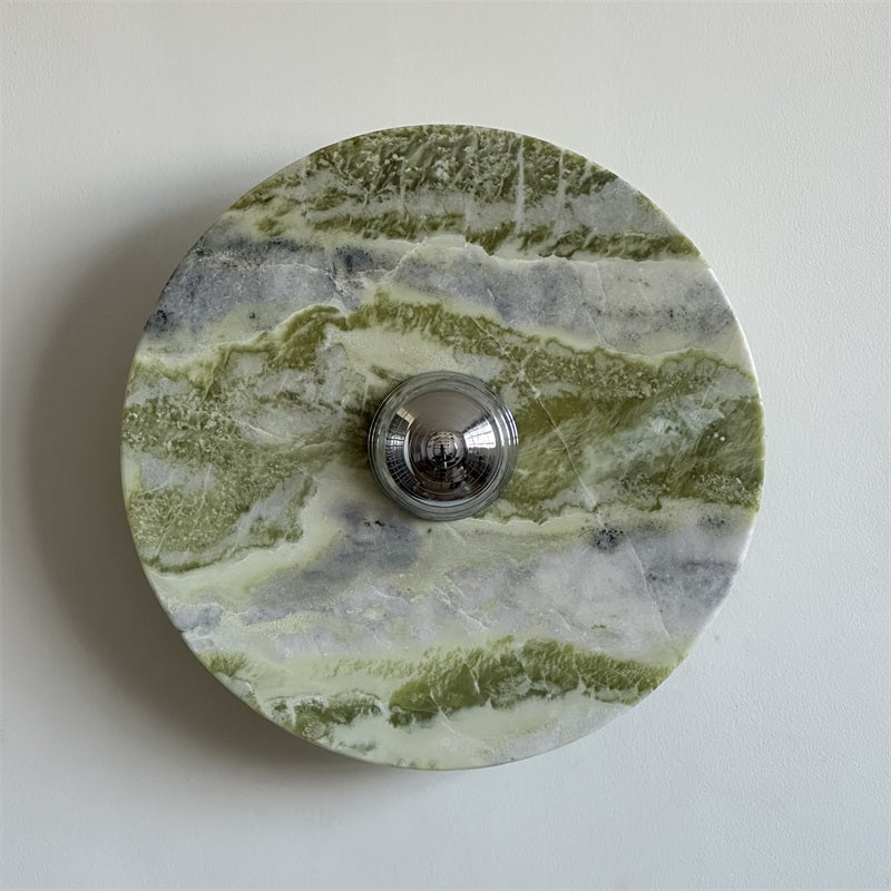 Evvarel Modern Minimalist Green Marble Metal Sconce Wall Lamp - Lamp Copper