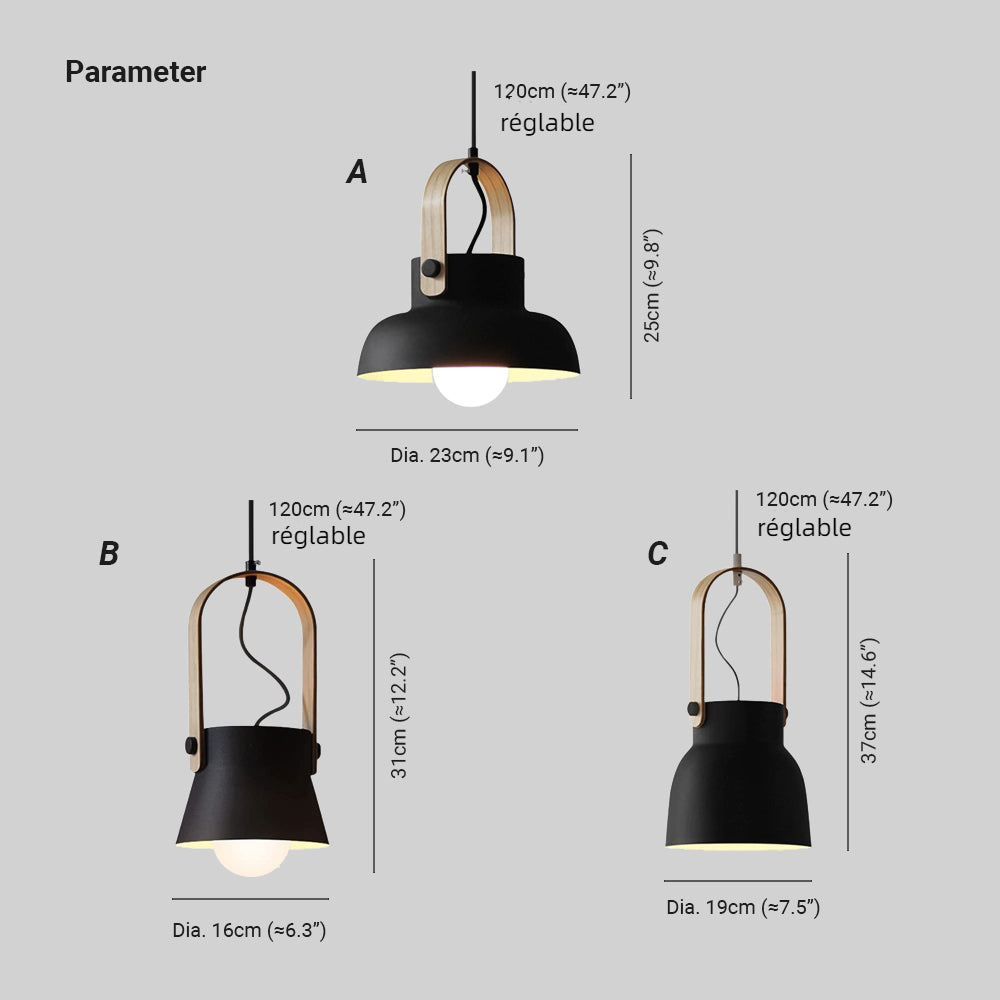 Valentina Vintage Suspension Noir/Orange Métal/Bois Chambre à coucher