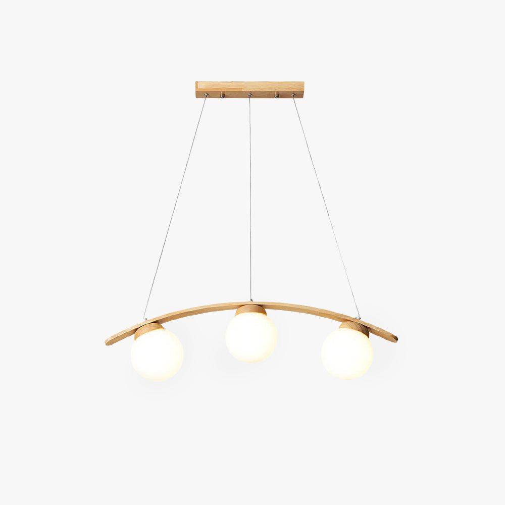 Valentina LED Suspension Bois Verre Blanc Salon/Chambre À Coucher