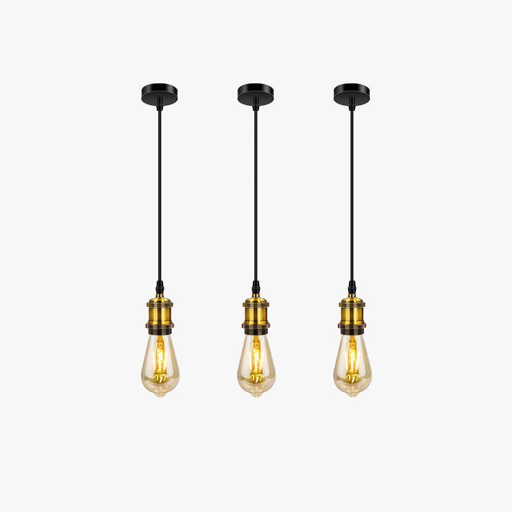 Silva Rétro LED Suspension Noir/Or Métal Verre Chambre À Coucher