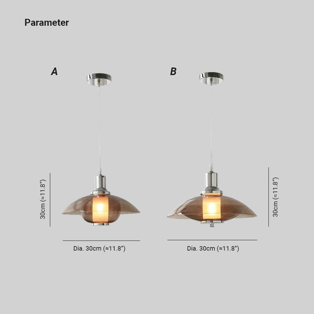 Arisha Suspension Luminaire Moderne Ronde LED Marron Verre Salon