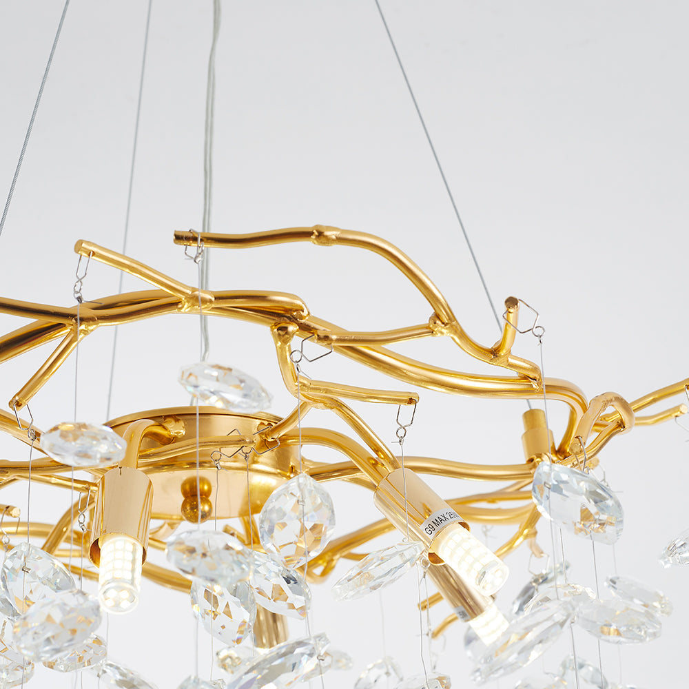 Kristy Lustre Branche Moderne Cristal/Métal Doré Salon